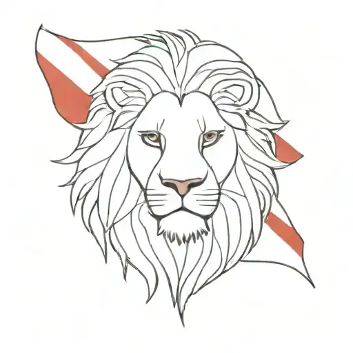 Lion Head And Turkish Flag