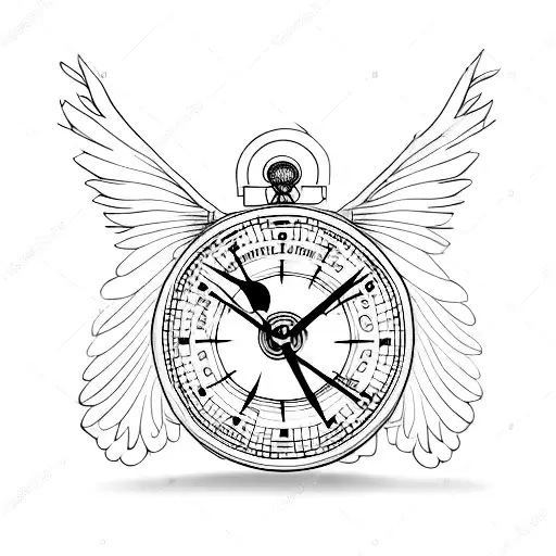 Long Wings With A Small Clock And Compass In The Middle