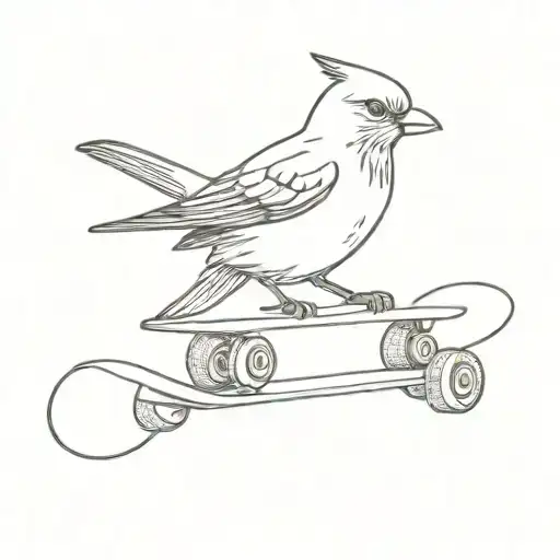 Bird On Skateboard Smoking A Cigarette Being Consumed