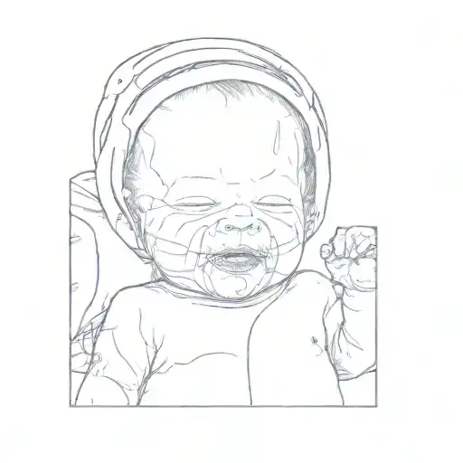 A Newborn Baby In A Hospital Bed