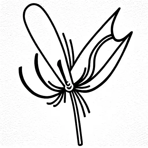 Fishing Rod With Lilium Flower Bait Minimalist Tatto Ideas