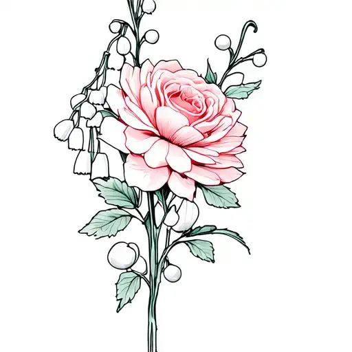 Chrysanthemum Lily Of Valley Cosmos Roses Intertwined