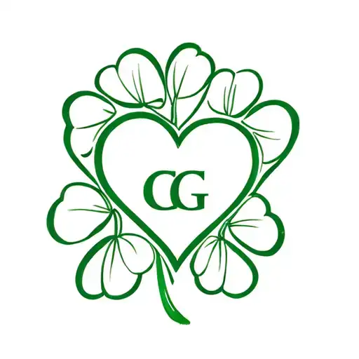 Shamrock Made Of Heart Clovers Each Leaf Clover Small G In Middle Heart