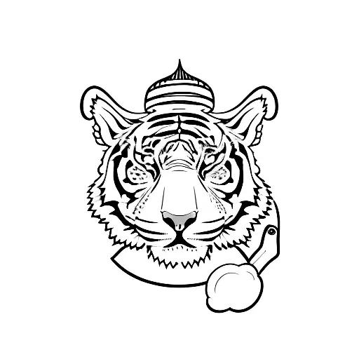 A Minimalist Tattoo Of A Tiger Cooking In A Chef Hat