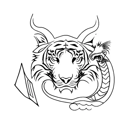 A Tiger And A Dragon Playing Chess