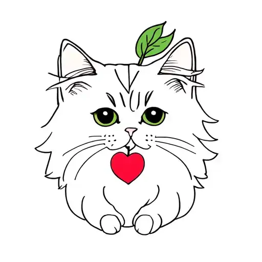 Fluffy Persian Cat With An Apple Heart