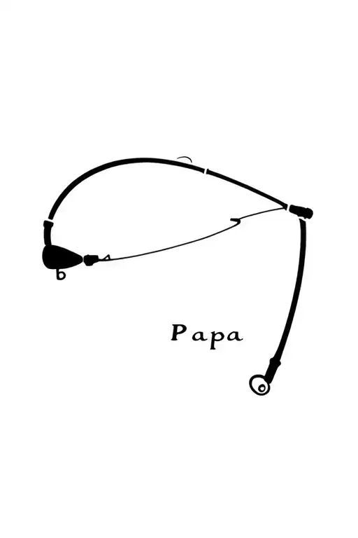 Fishing Pole On Forearm With The Fishing Line Spelling Papa