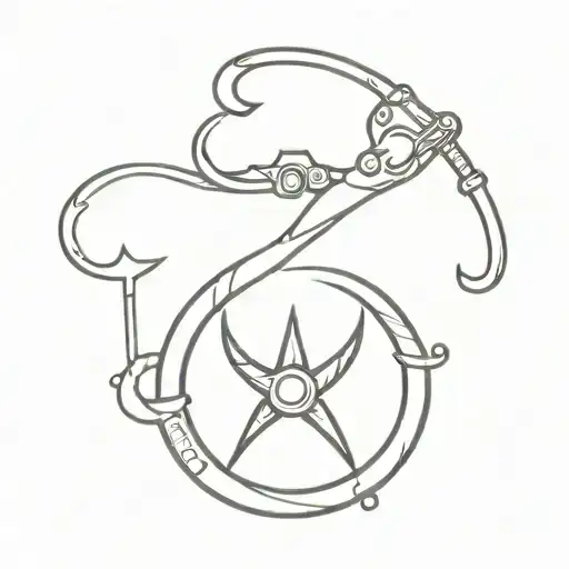 A Minimalist Design Of A Fishing Hook Intertwined With A Truck Steering Wheel