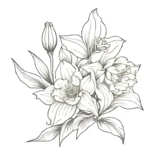 Daffodil And Rose Growing