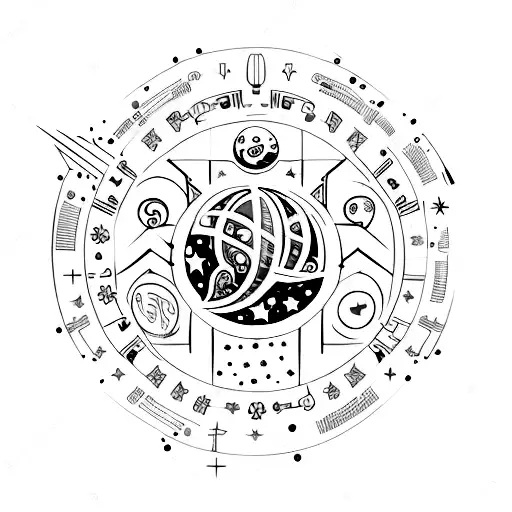 Celestial Pharmacy Symbol With Planets And Stars