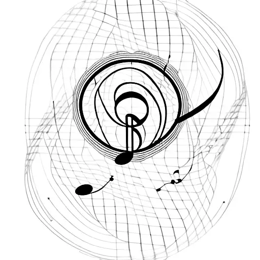 A Minimalist Tattoo Of A Music Note Intertwined With A World Map