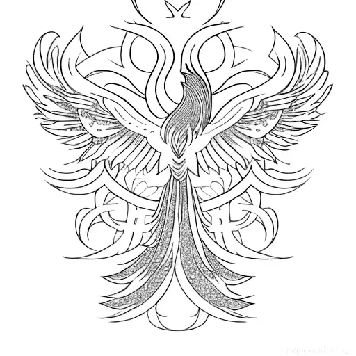 A Feminine And Intricate Phoenix Design Incorporating Floral Elements On The Client's Back