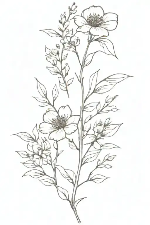 Spine Floral Tattoo With Birth Flowers