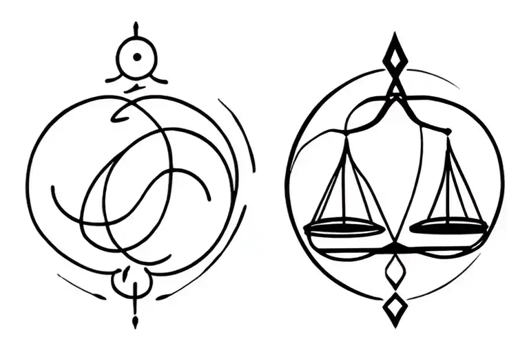 Gemini And Libra Symbol Surrounded