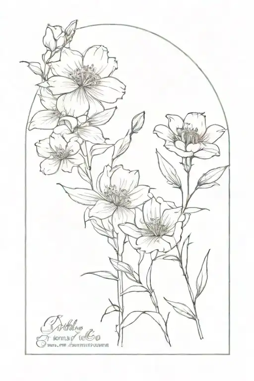 Fine Line Tattoo Of The Birth Flowers For July And August