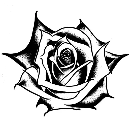 Dark Rose With Thorns Around It