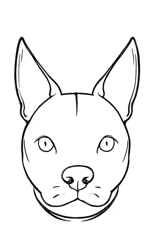 Fineline Tattoo Dog Ears Outline Drawing