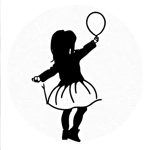 Little Girl With Baloons And Knife