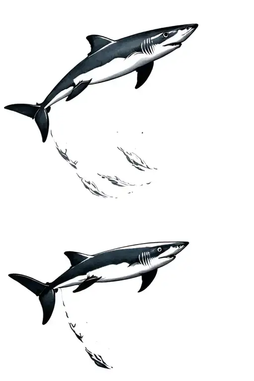 3 Sharks Swimming Fine Line