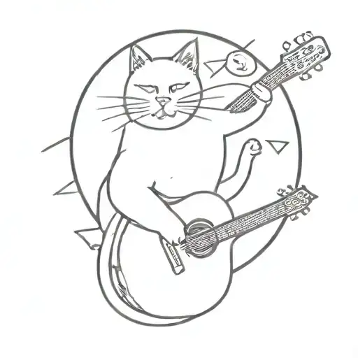Sun And Cat Playing A Guitar