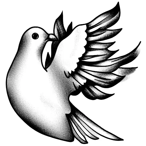 Dove Holding A Ring In Beak
