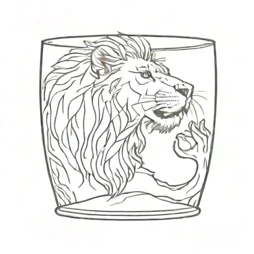 A Minimalist Tattoo Of A Lion Drinking Beer But Let It Be Clear That It Is Beer