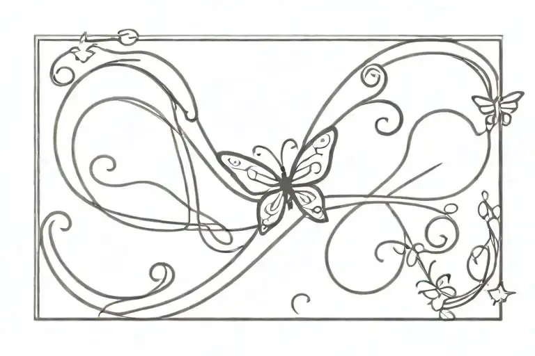 Infinity Symbol Intertwined Cursive E B I And Small Music Note And Small Star And Small Butterfly