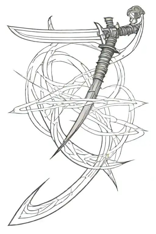 A Katana With Futuristic Lines Going