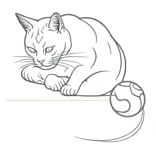 Lying Cat Playing With A Ball