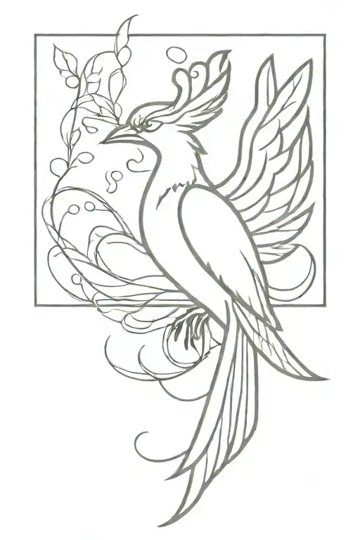 Modern Feminine Phoenix Bird