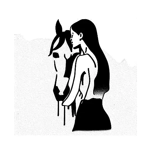 Girl Huging A Horse Faces Only