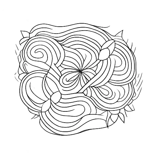 A Minimalist Tattoo Of A Guitar With Blooming Flowers As The Sound Waves