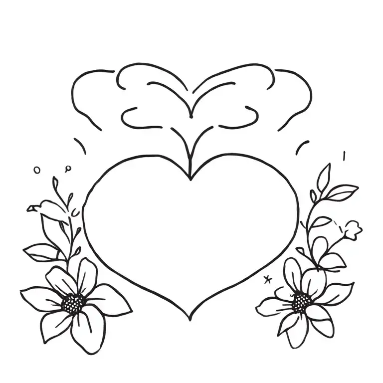 Dainty Linear Tattoo With Brain And Heart Balanced Add Flowers