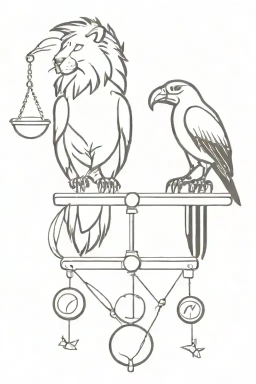 Lion And Tucan Holding Scale Balanced