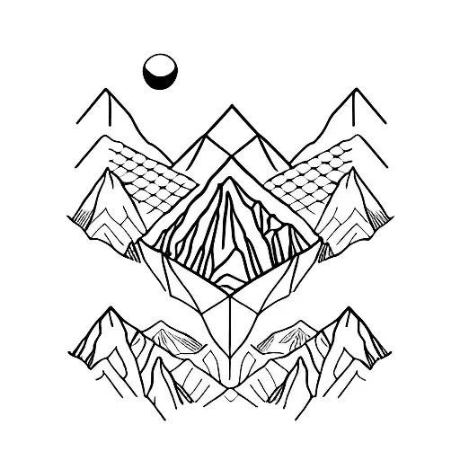 A Minimalist Tattoo Of A Snow-capped Mountain With Binary Code Subtly Incorporated Into The Design