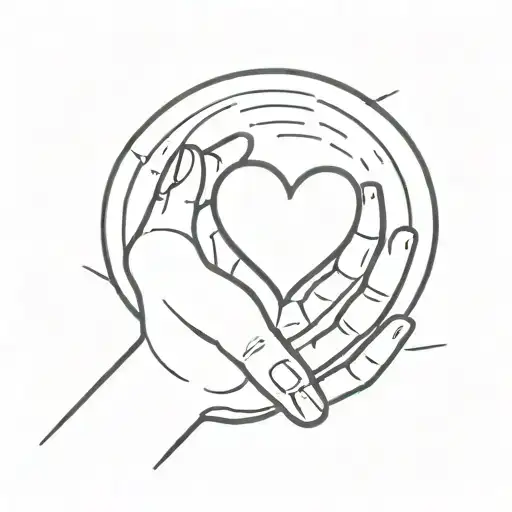 A Minimalist Design Of A Mother's Hand Holding A Heart Symbolizing Love
