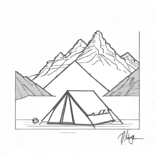 A Simple Tent In Front Of A Mighty Mountain Landscape