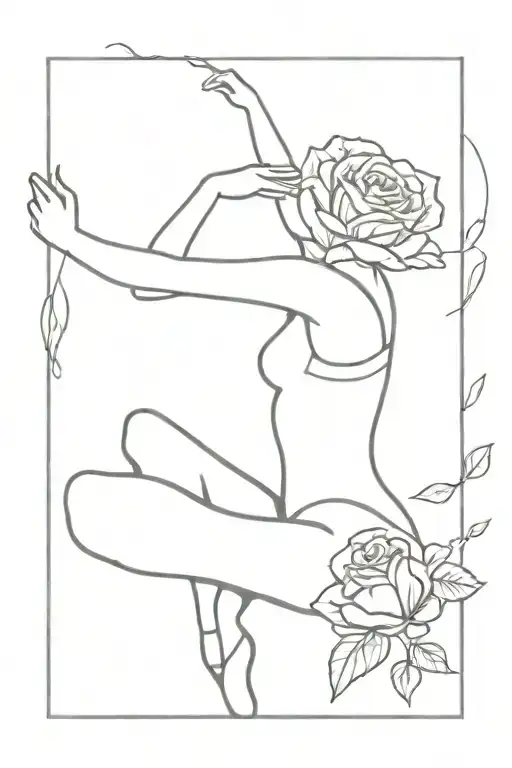 A Ballet Dancer On Her Point With Roses And A Haert Shaped Necklace Hanging On Them