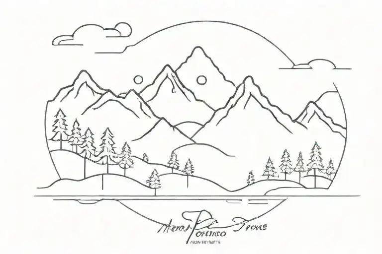 Mountain Trees Lake Scene