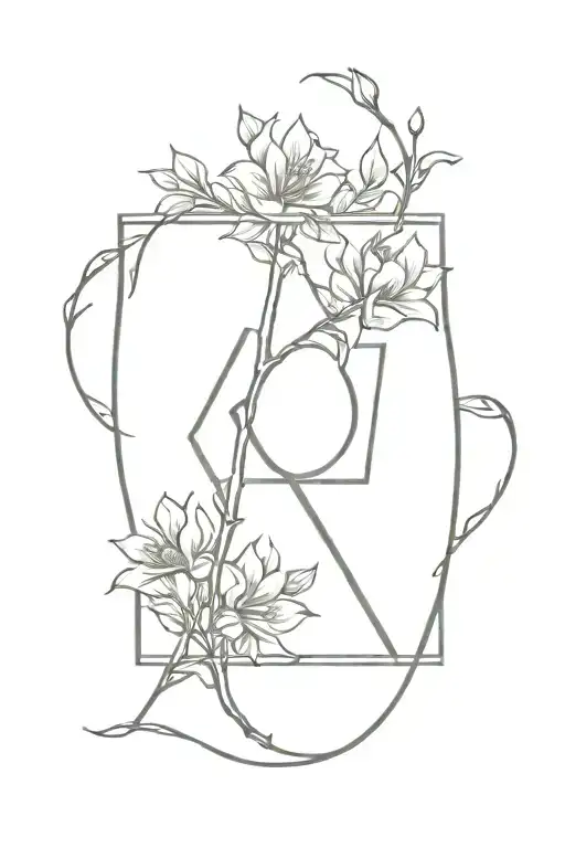 Nordic Rune Algiz With Flowers