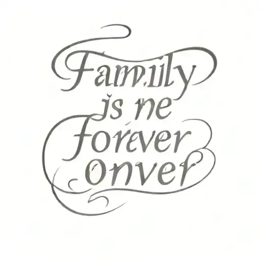 A Small Fine Line Tattoo Saying Family Is Forever In One Line In Cursive Below The Collarbone