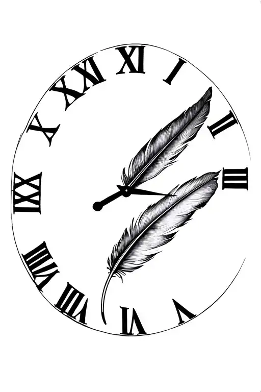 Feather With 6 June 2003 Roman Numeral Clock