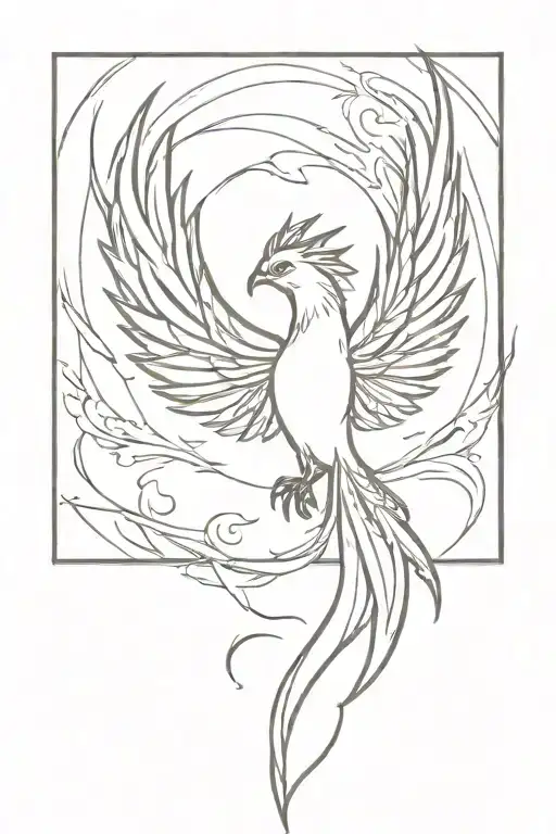 Phoenix Bird Rising From Ashes
