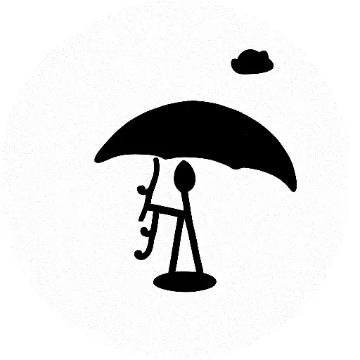 Stick Figure Cowboy With Umbrella And A Cloud Thats Raining