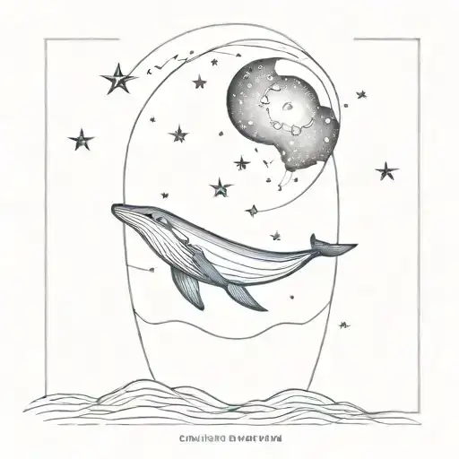 Whale Swimming Through A Galaxy Filled With Stars And Diamond