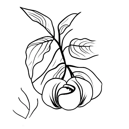 A Minimalist Tattoo Of A Coffee Bean Plant With A Silhouette Of A Woman