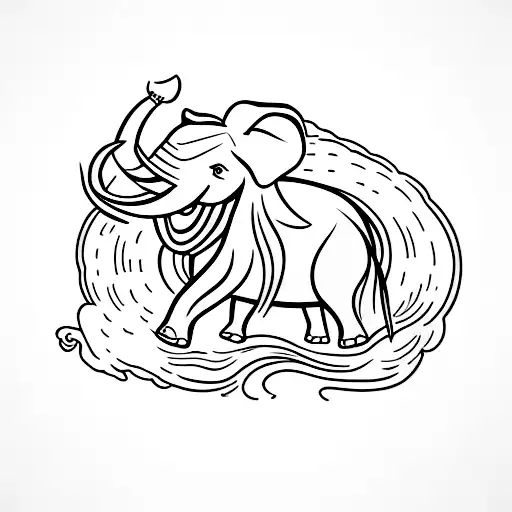 A Minimalist Tattoo Of A Running Elephant
