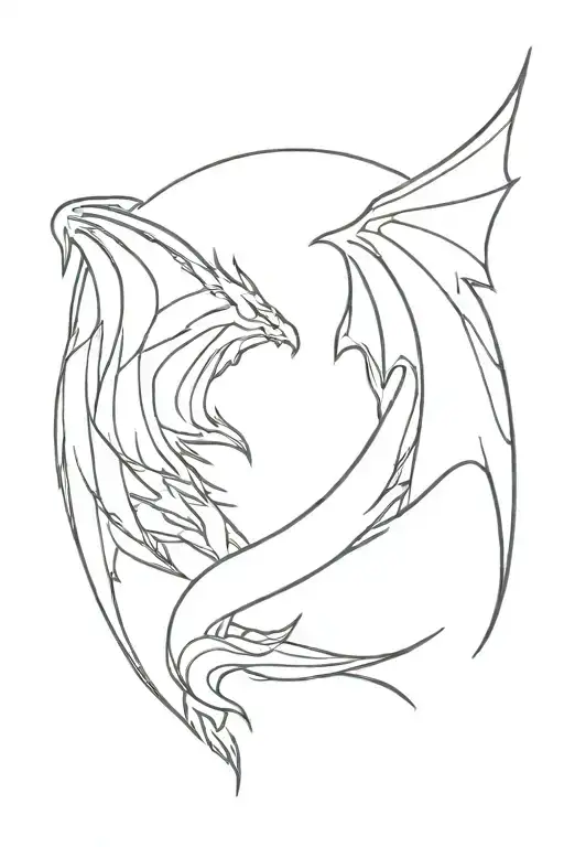 Dragon Wings On Elbow Fine Line Work