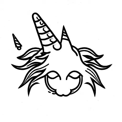 Cat Head With Rainbow Unicorn Horn