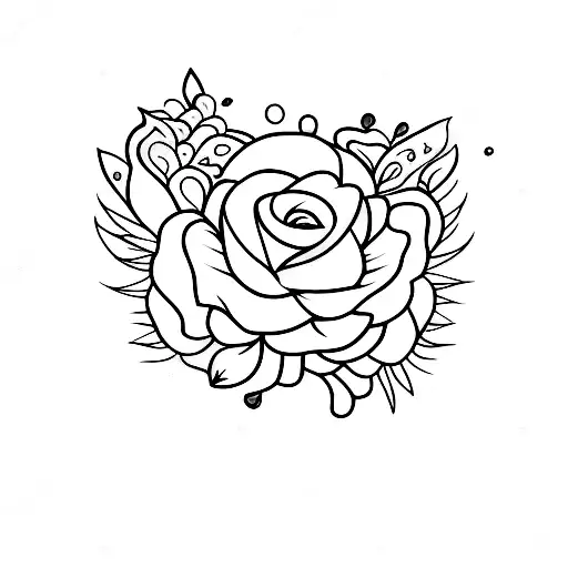 A Minimalist Tattoo Of A Bird Rising From A Bed Of Colorful Flowers